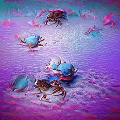 Crabs Dancing in Vaporwave Style