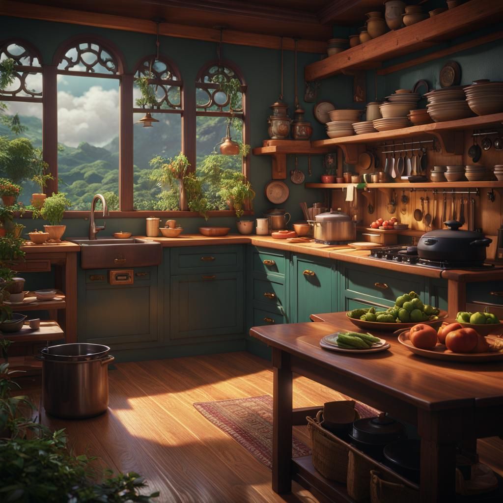 Kitsune Guests in Studio Ghibli Kitchen
