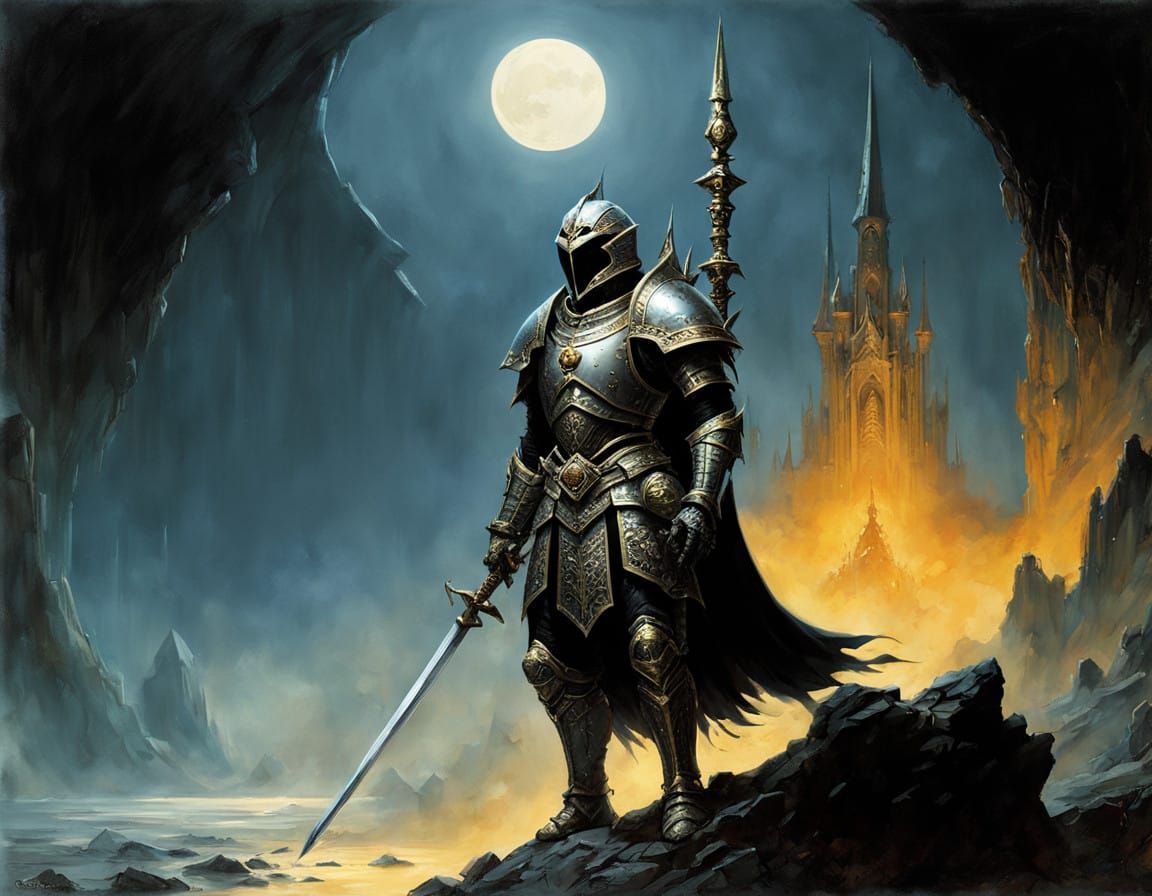 Dark Fantasy Lizardfolk Cleric in Ornate Gold Armor