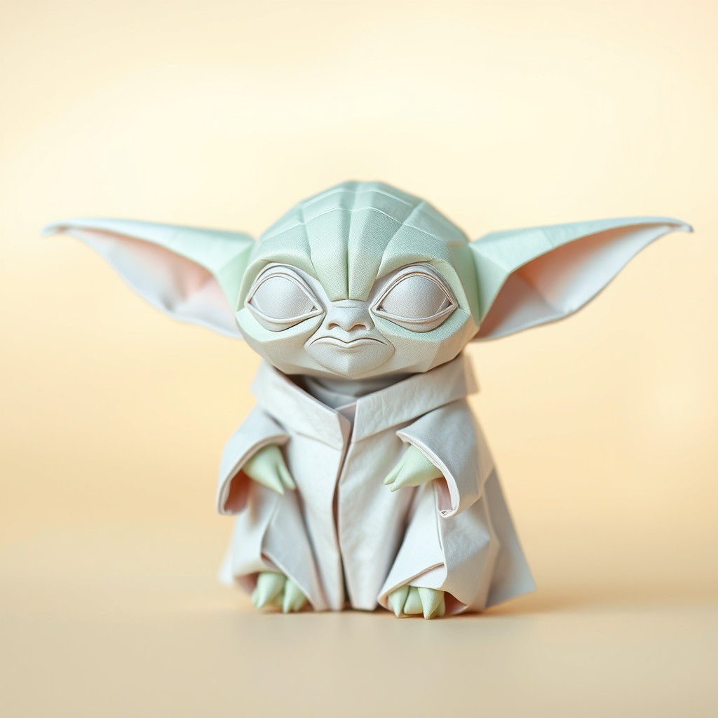 Baby Yoda Paper Sculpture in Pastel Colors