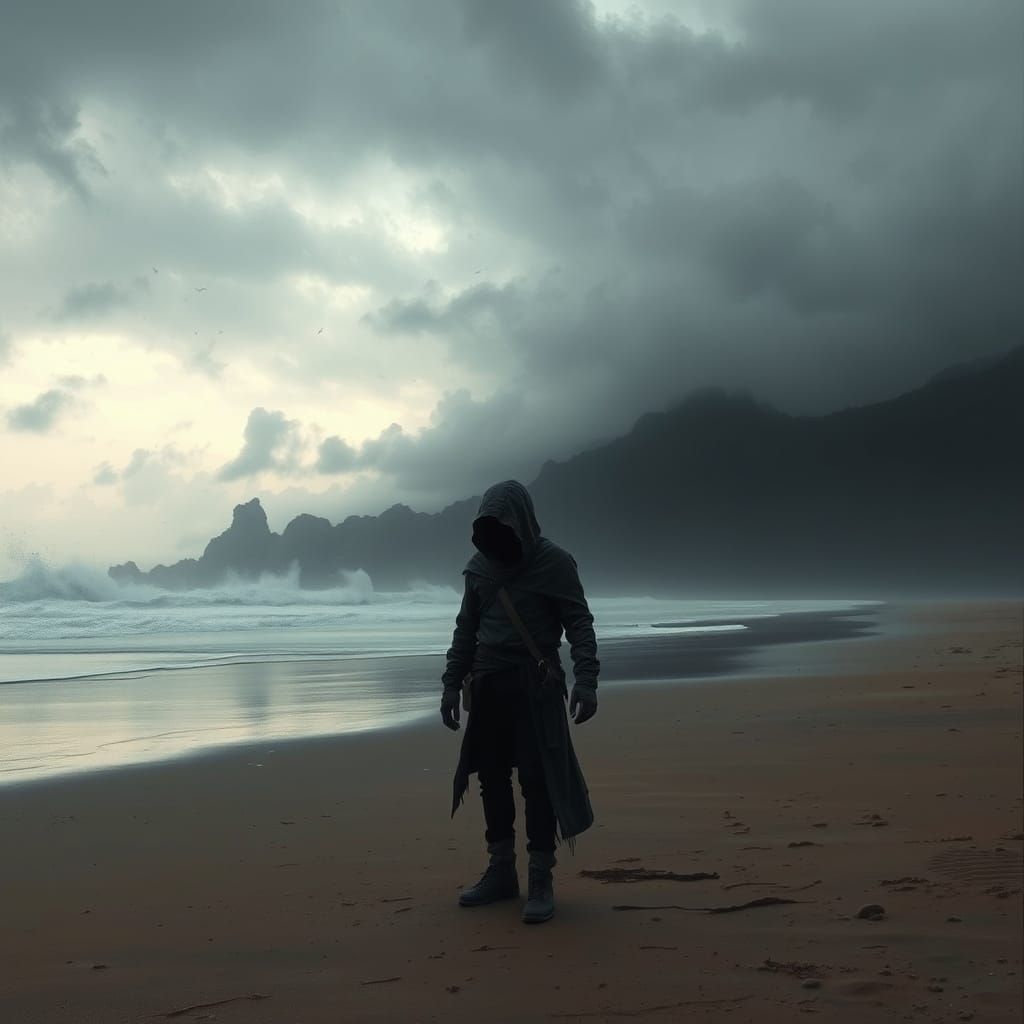 Desolate Beach: A Study in Atmospheric Dystopian Surrealism