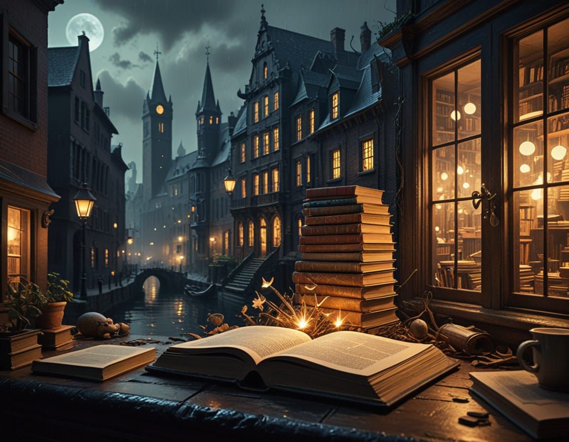 Surreal Book Cityscape Inspired by Salvador Dali