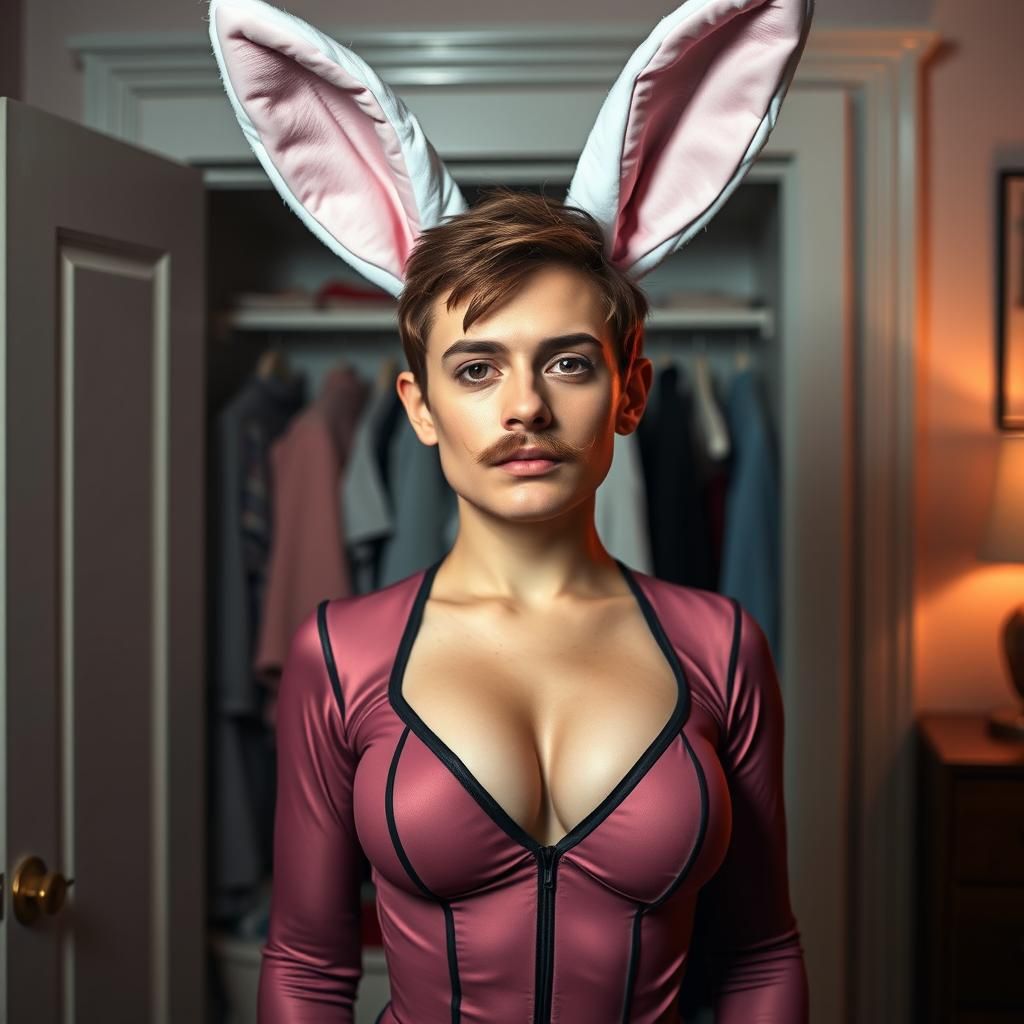 Man's Head on Playboy Bunny Body: Humorous Portrait