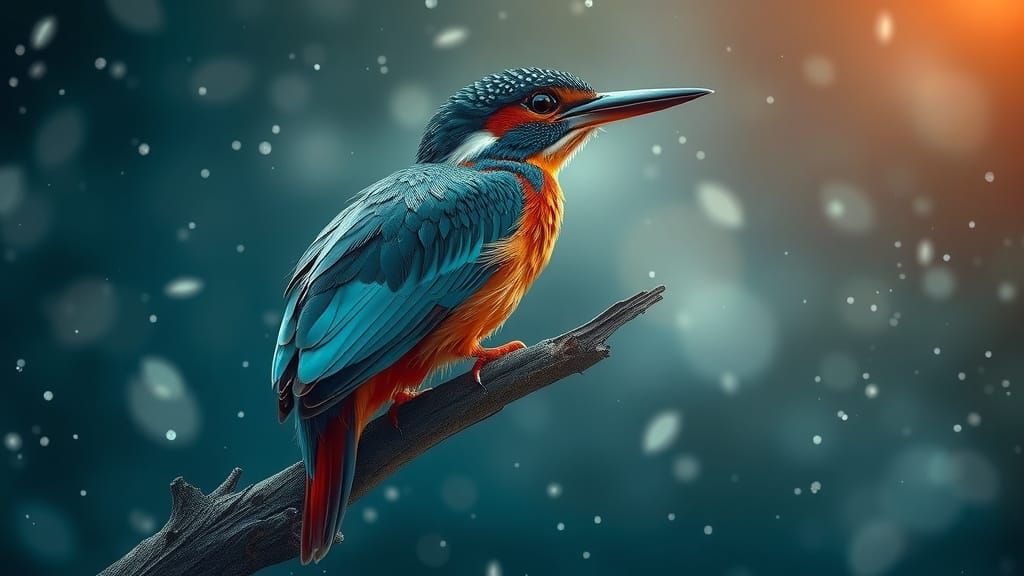 Majestic Kingfisher in Dramatic Digital Landscape