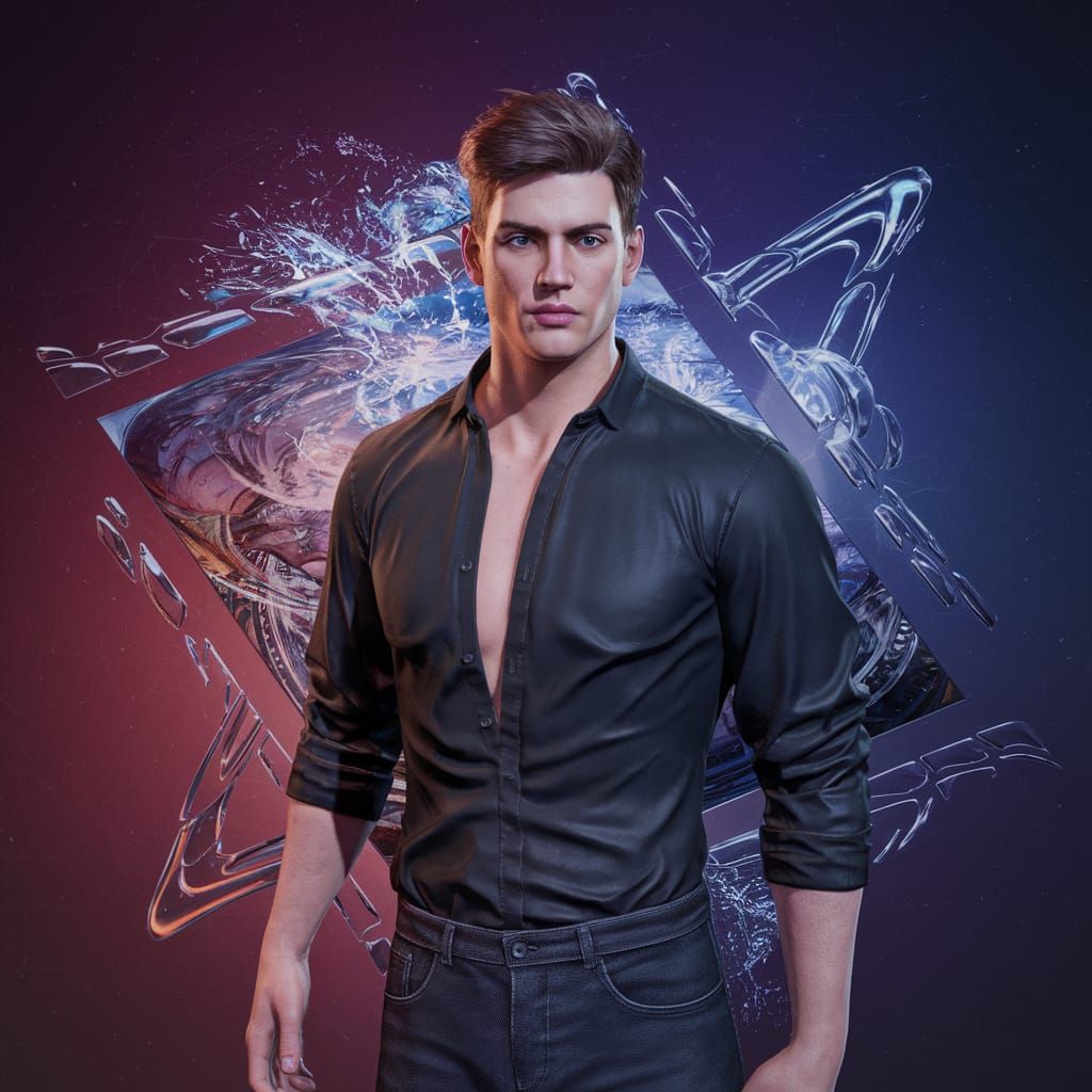 Sophisticated Male Model in Modern Digital Art