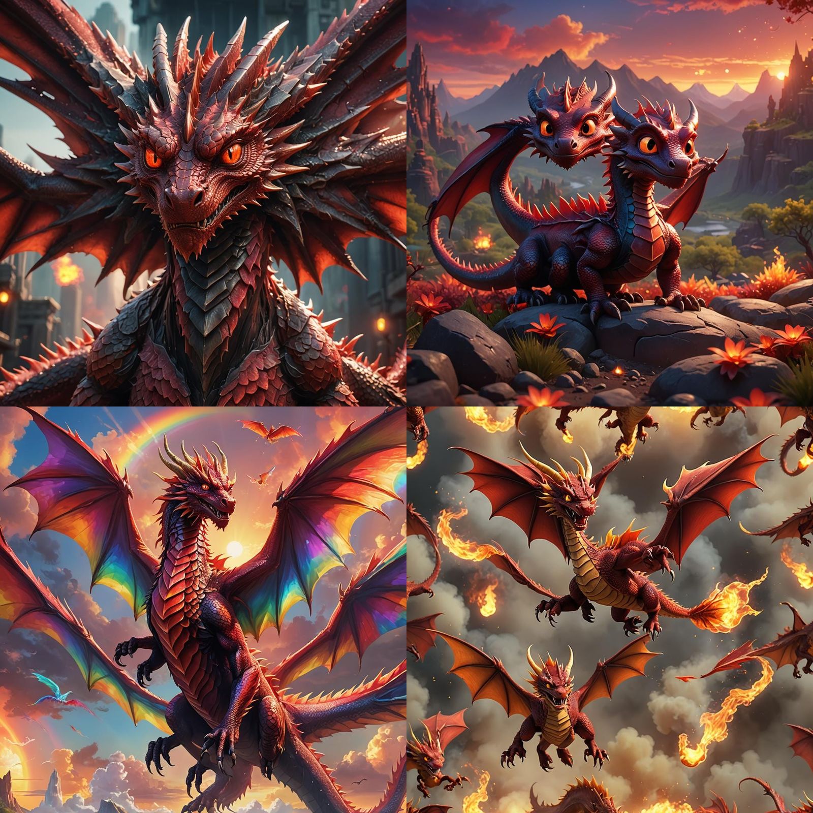 Friendly Red Dragon with Big Eyes as 3D Art