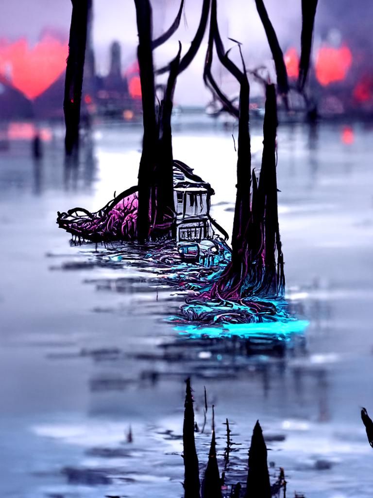 Heart-Shaped Lake Concept Art in 8k Resolution