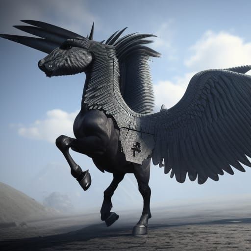 Armored Pegasus in Epic 3D Cinematic Style