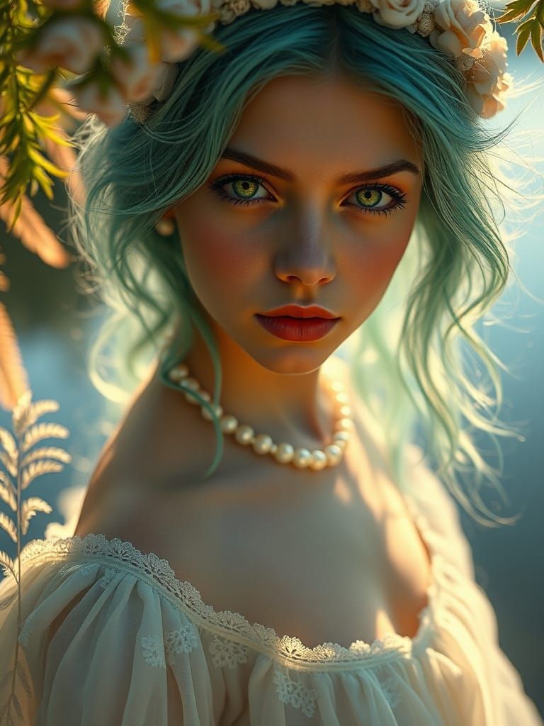Ethereal Girl Portrait in Hyper-Realistic Painting Style
