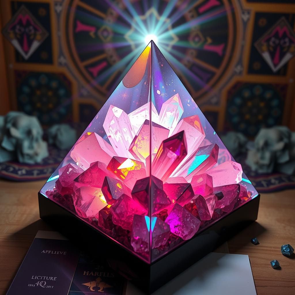 Orgonite Pyramid with Iridescent Crystal Clusters