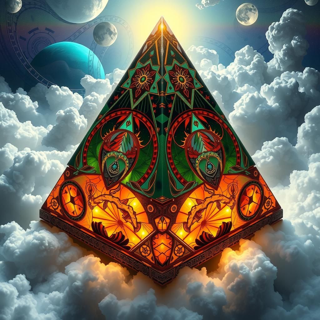 Mystical Orgonite Pyramid with Radiant Glow