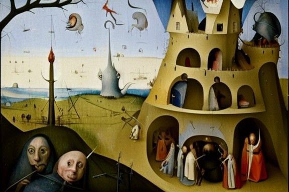 Surreal Landscape in the Style of Bosch