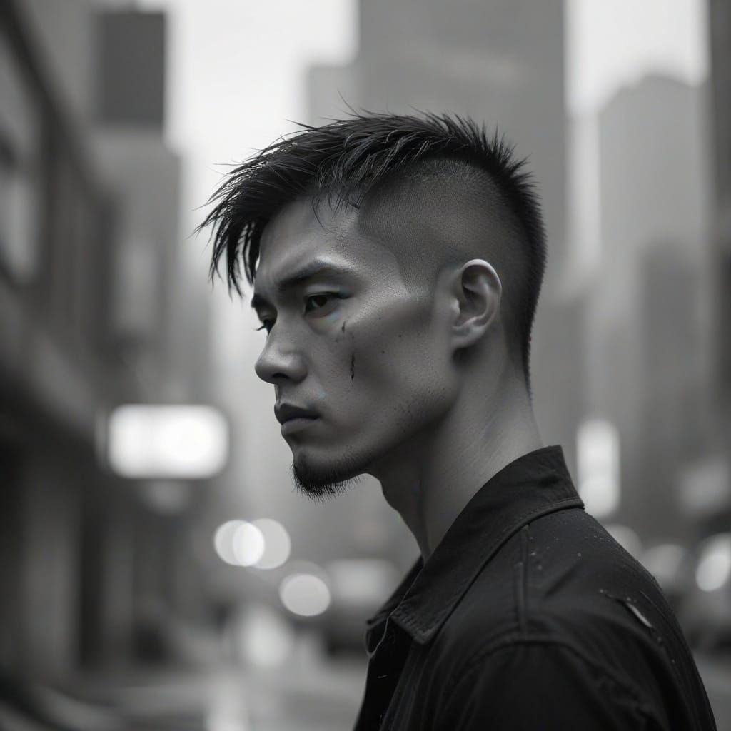 Surreal Dystopian Portrait in Monochromatic Gothicism