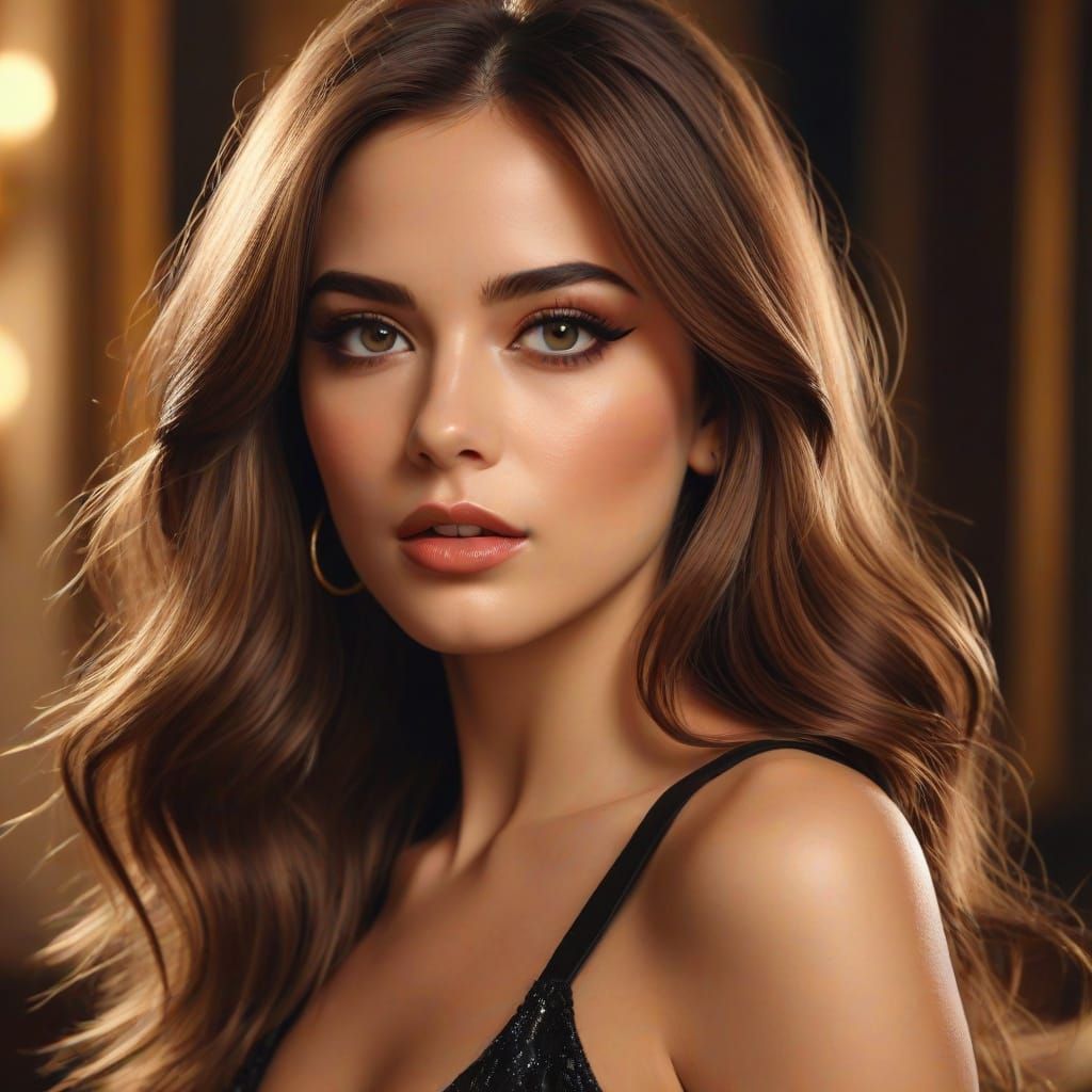 Glamorous Actress Portrait in Vibrant Oil Painting Style