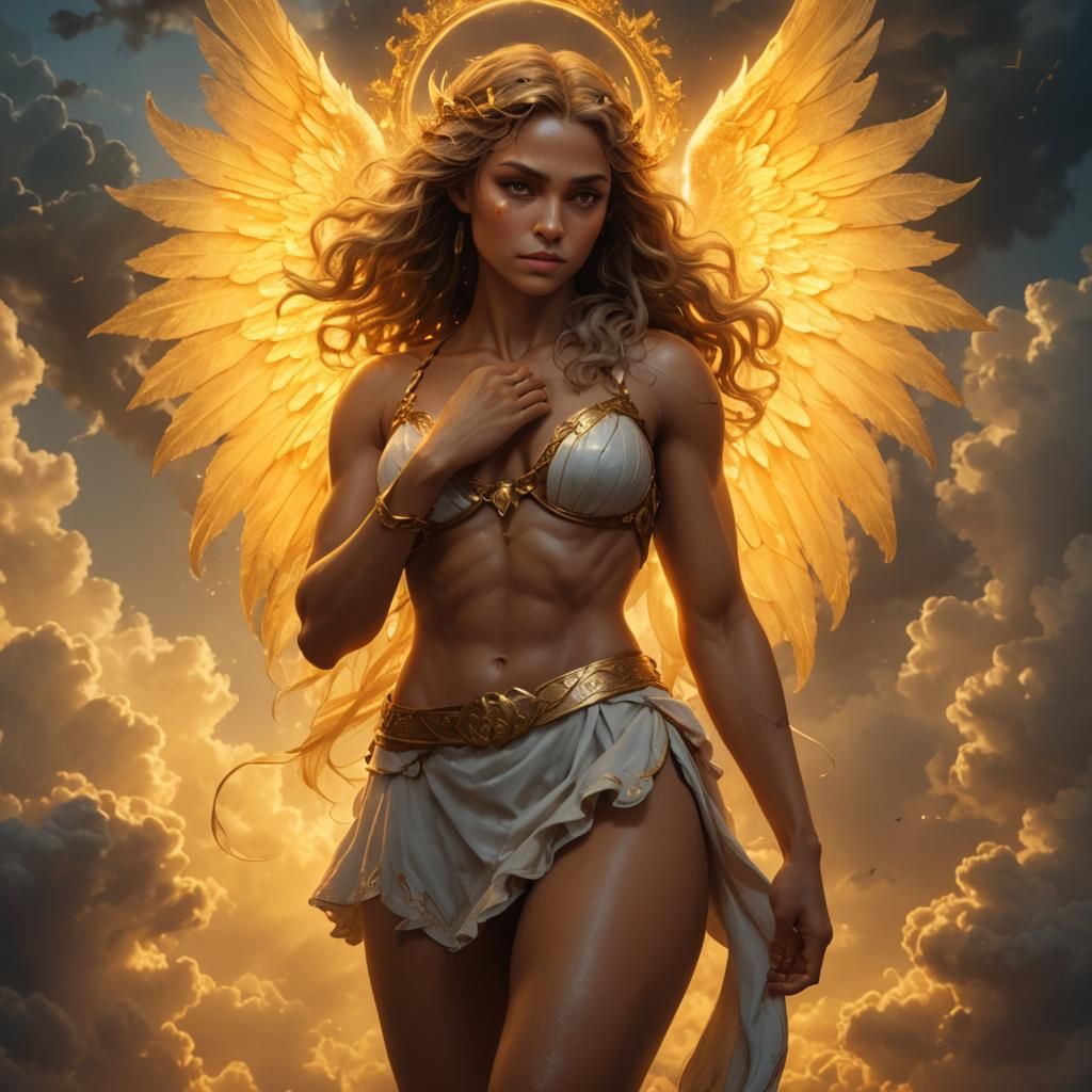 Angelic Elf Woman in Golden Light