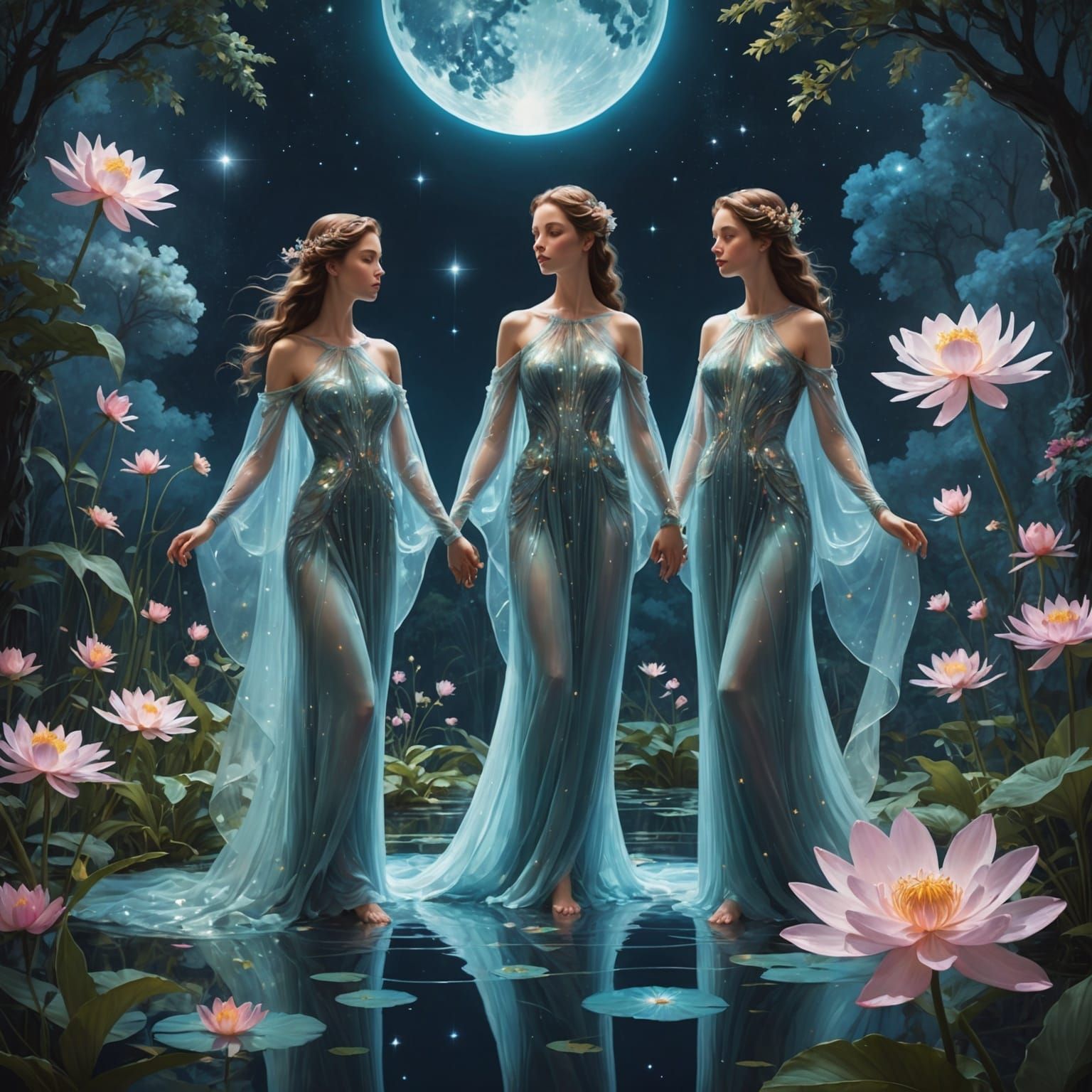 Elegant Figures in a Celestial Paradise