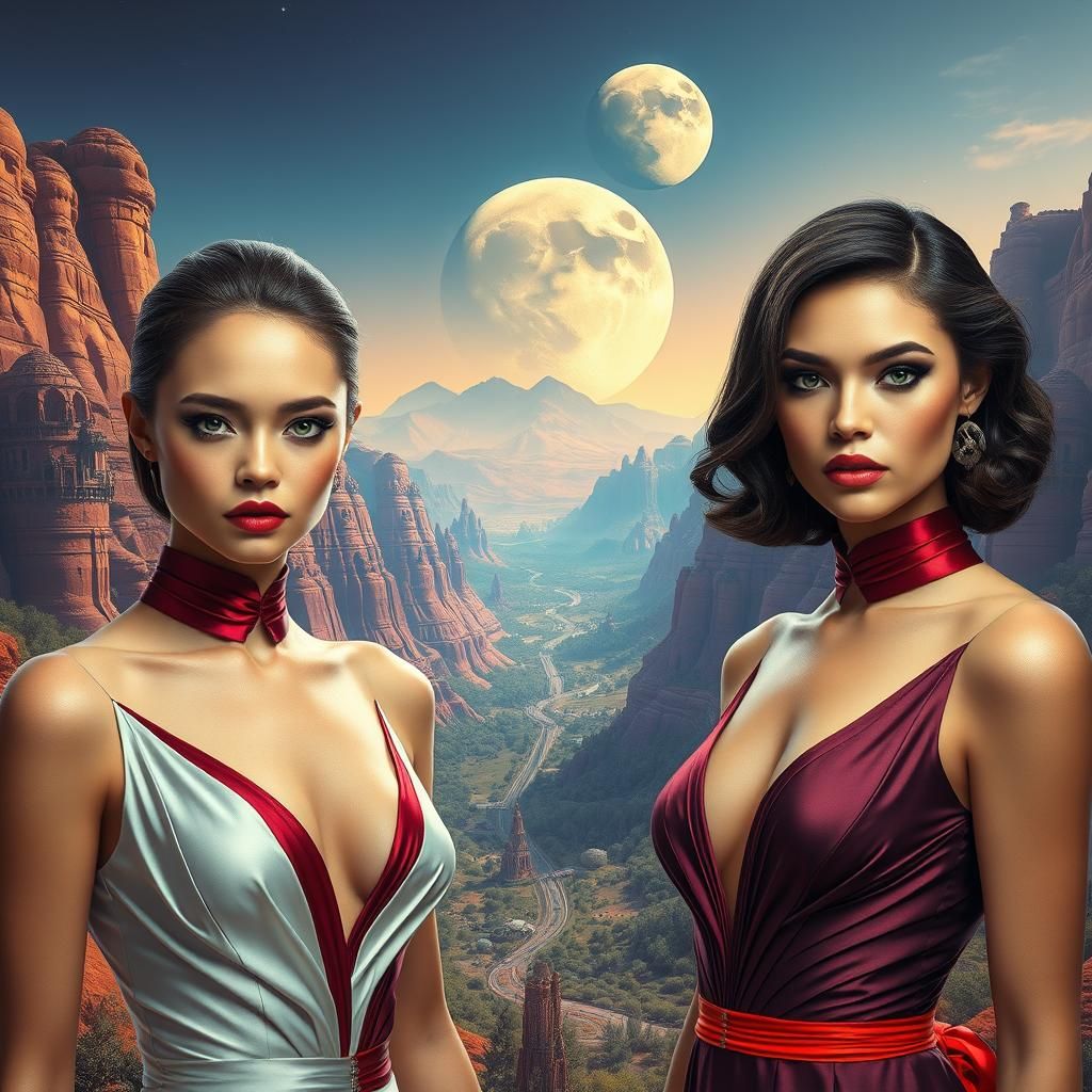 Alien Landscape: Two Women in Futuristic Valley