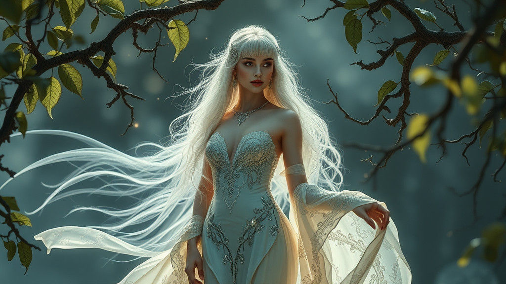 Ethereal Silver Fae in Mystical Realm, Cinematic Art