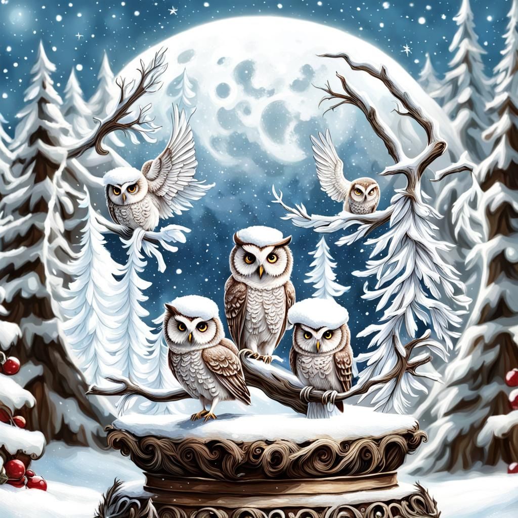 Owls in Snow Globe