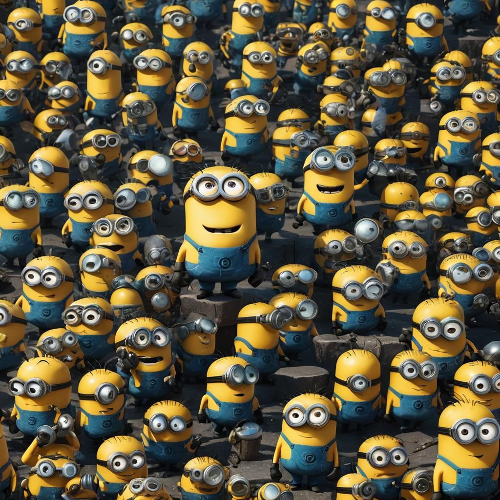 Minion with Sunglasses: Detailed Matte Painting