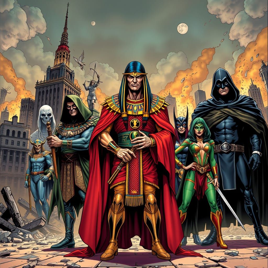 Egyptian God Thoth Unites DC Supervillains in Vibrant Citysc...