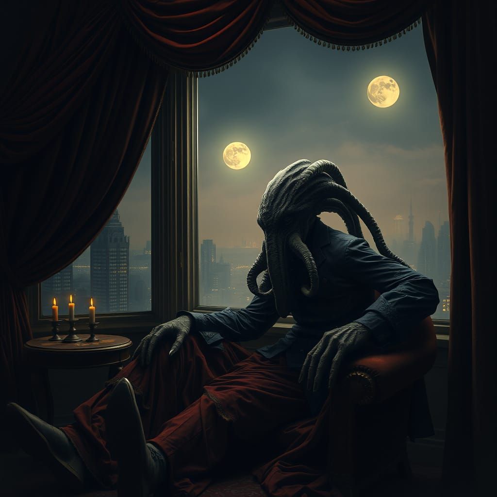 Cthulhu in Victorian Boudoir, Giger-Beksiński Style