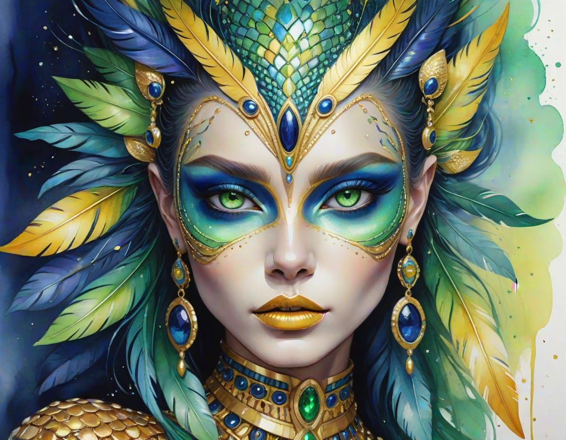 Alien Goddess in Vibrant Textures and Colors
