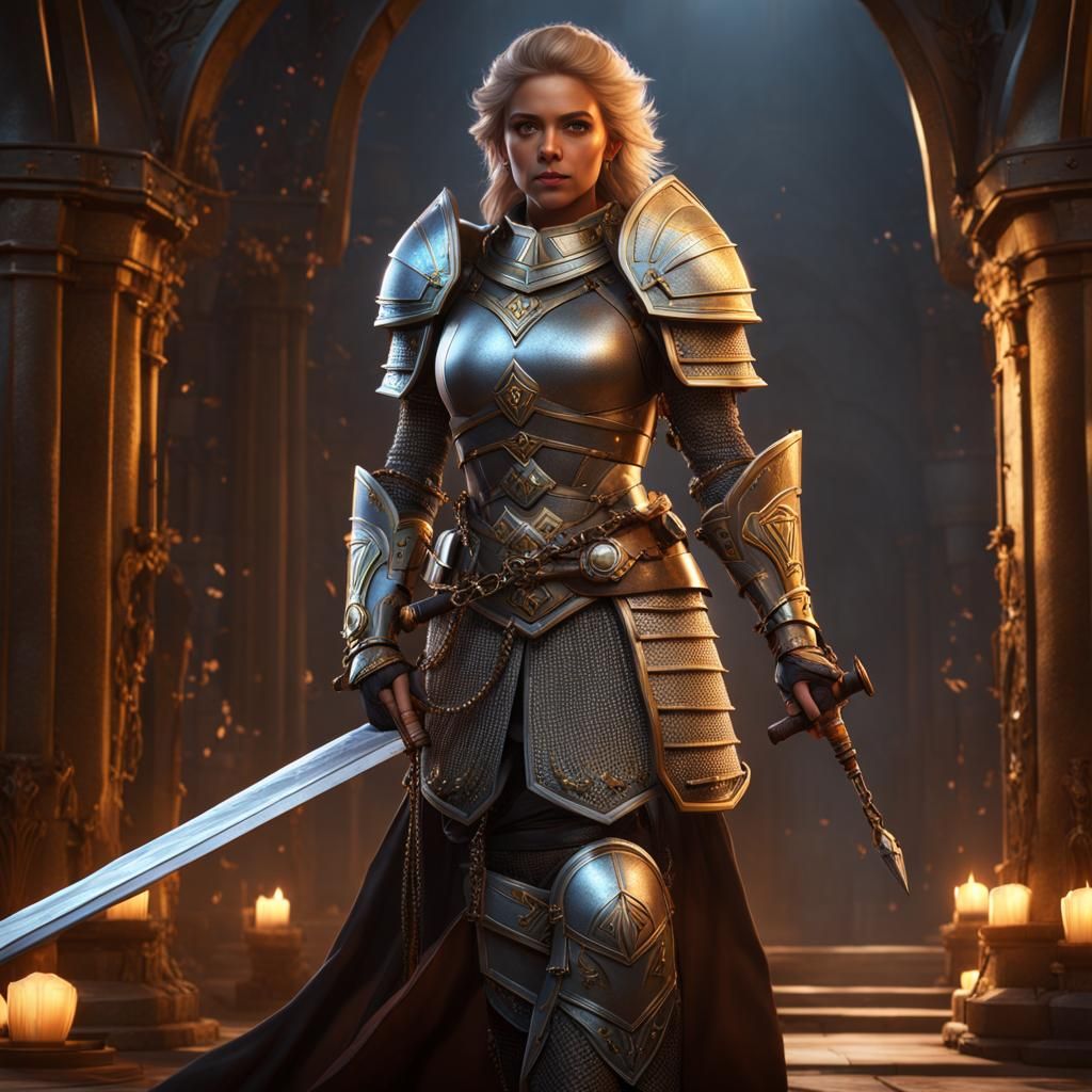 Aasimar Paladin in Chain Mail Armor