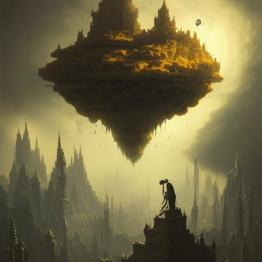 Dark Fantasy: Creepy Dog Cityscape in Surreal Style