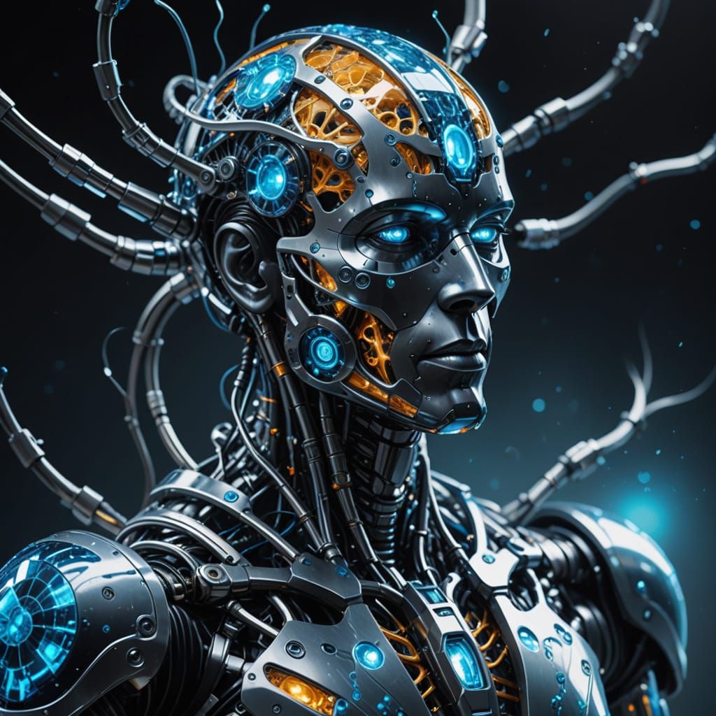 Biomechanical Surgeon in Vibrant Oil Painting Style