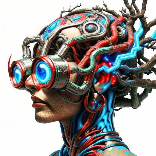 Dystopian Liquid Metal Forest with Electric Lightning