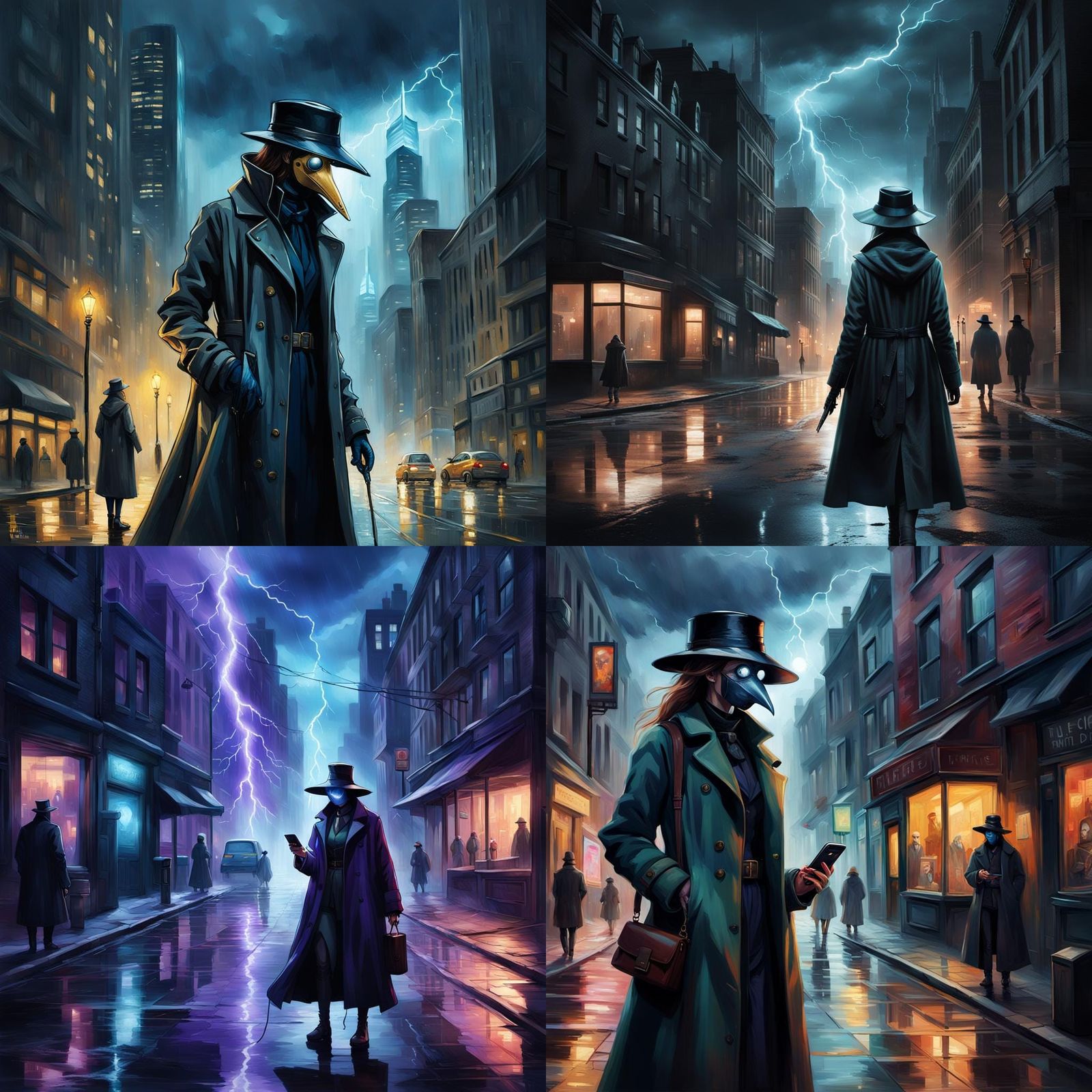 Hyperrealistic Plague Doctor in a Dark City