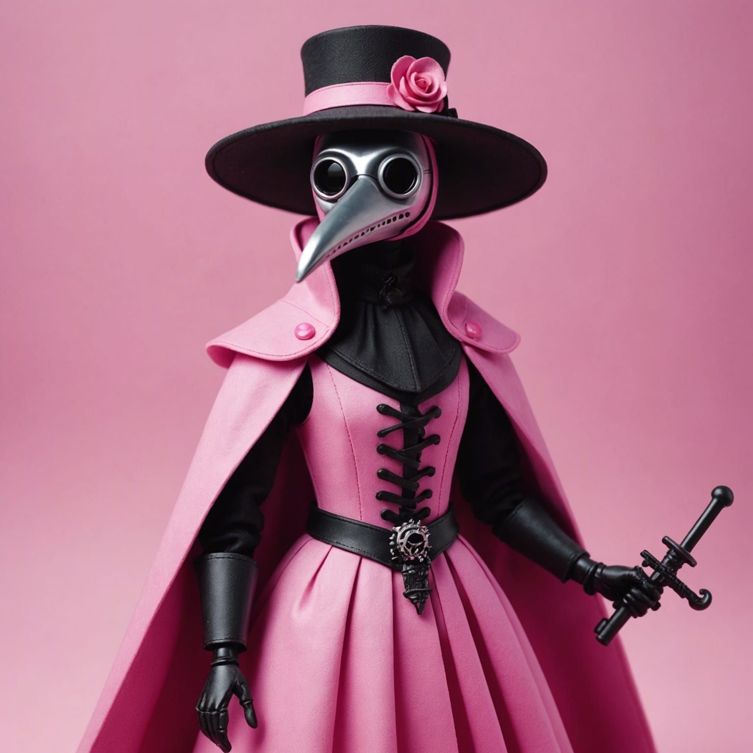 Pink Plague Doctor in Barbiecore Aesthetic