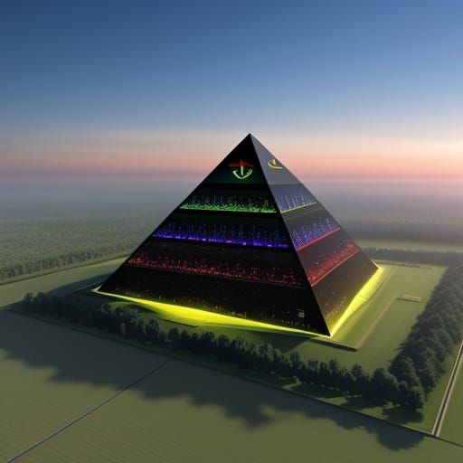 Vibrant Energy Pyramid in Photorealistic Style