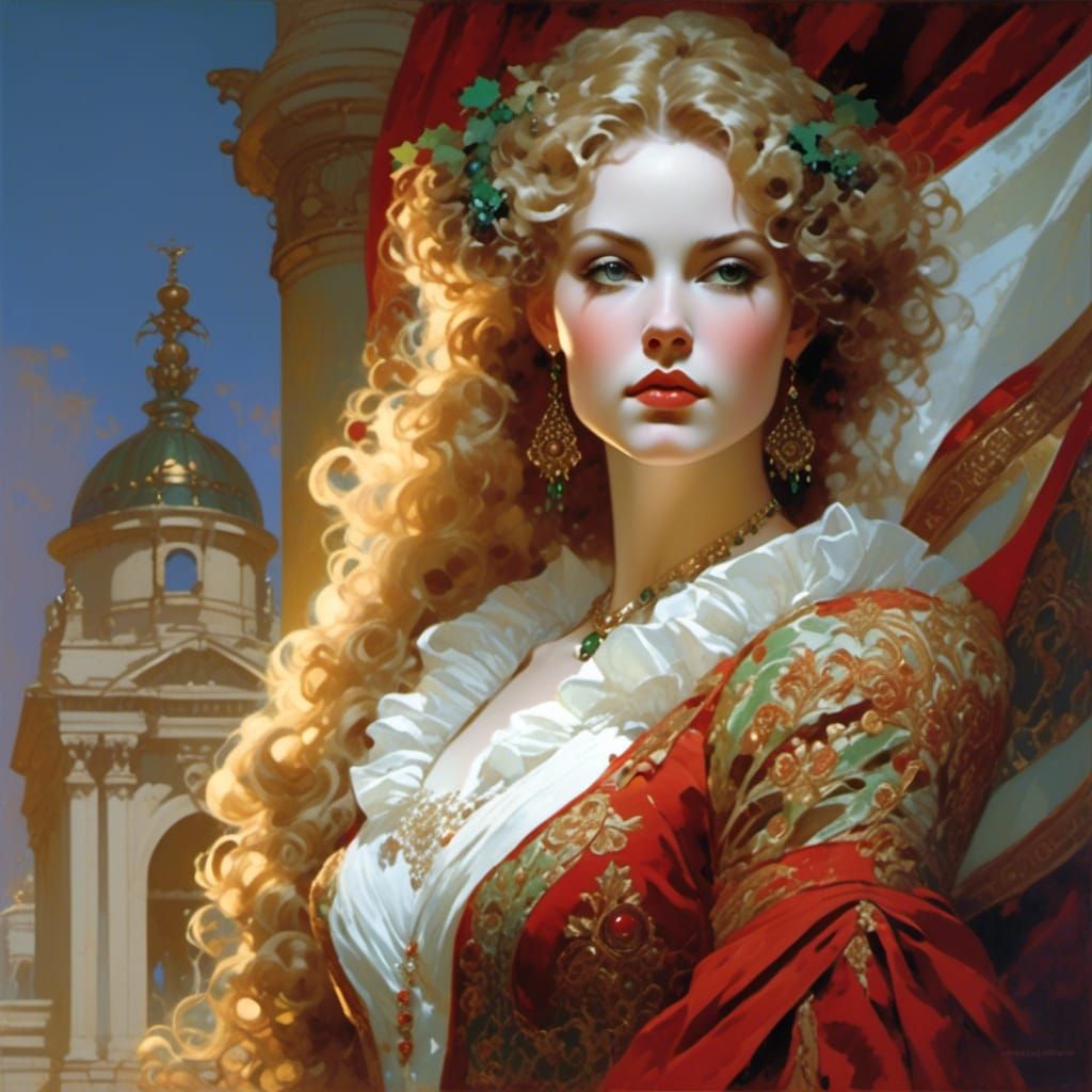 Princess Odette Portrait in Rococo Style