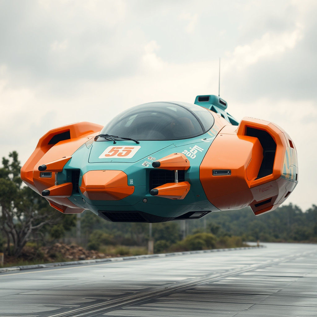 Futuristic Hover Speeder with Japanese Decals