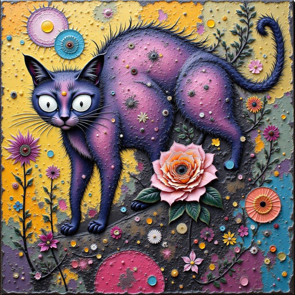 Cheshire Cat, abstract oil on canvas painting by Joam Miró &...
