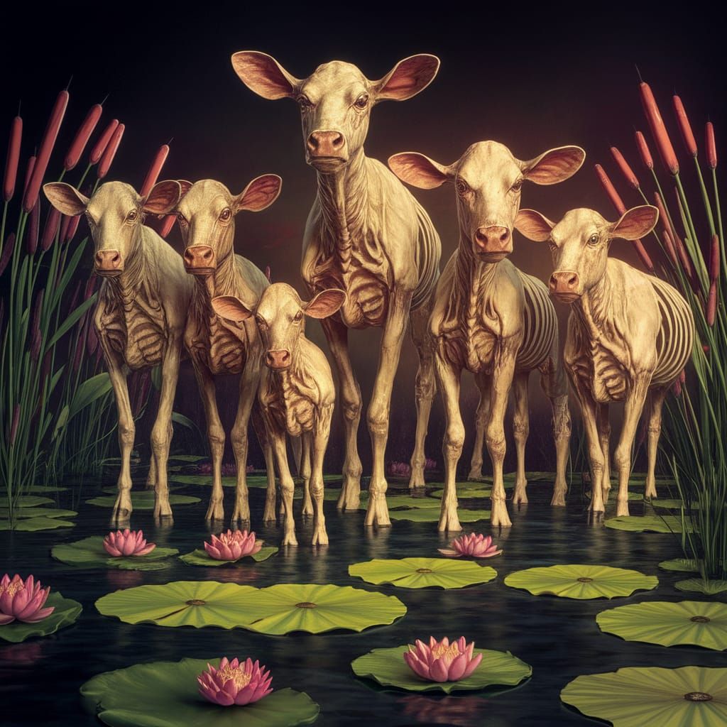 Bony Cows Emerge from the Nile in a Hauntingly Beautiful Sce...