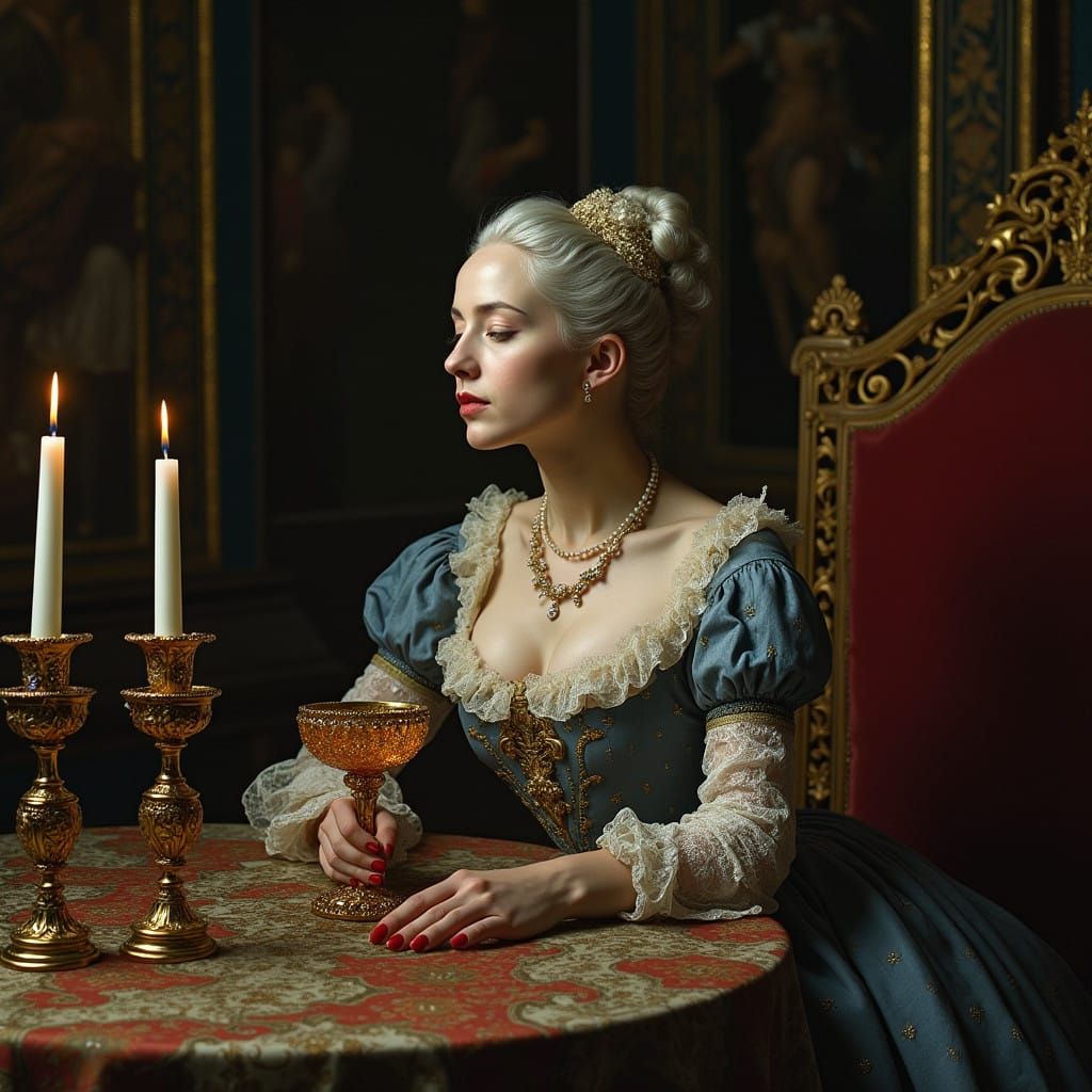 A Melancholic Lady in Opulent Despair