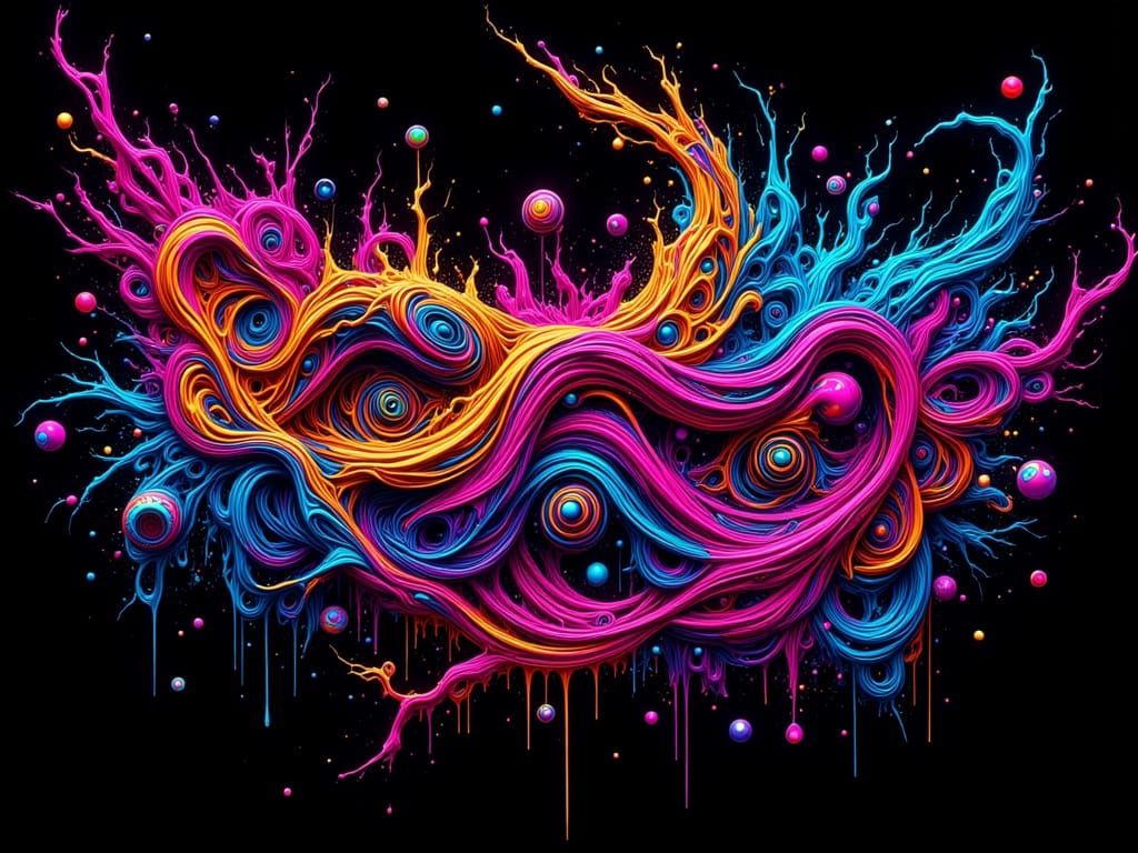 Psychedelic Neon Cubism with Volumetric Lighting