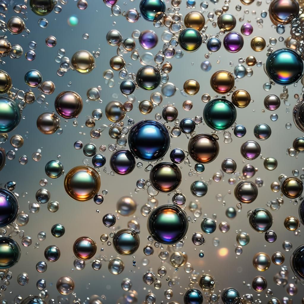 Ethereal Iridescent Pearls and Bubbles in Macro