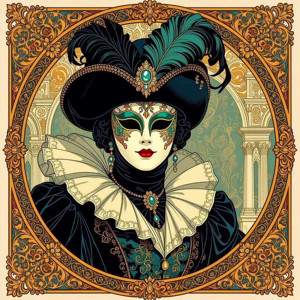 Venetian Carnival Masks and Baroque Architecture