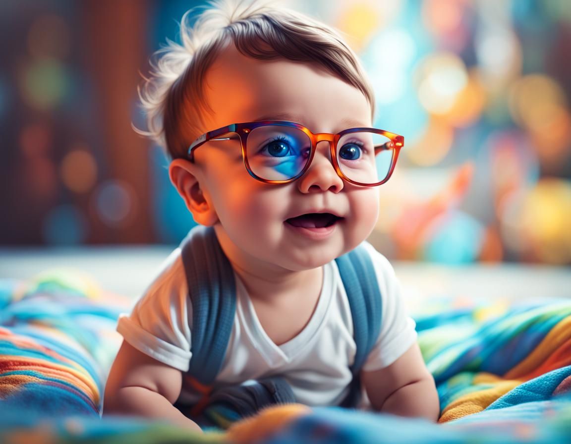 Cute Baby boy wearing glasses