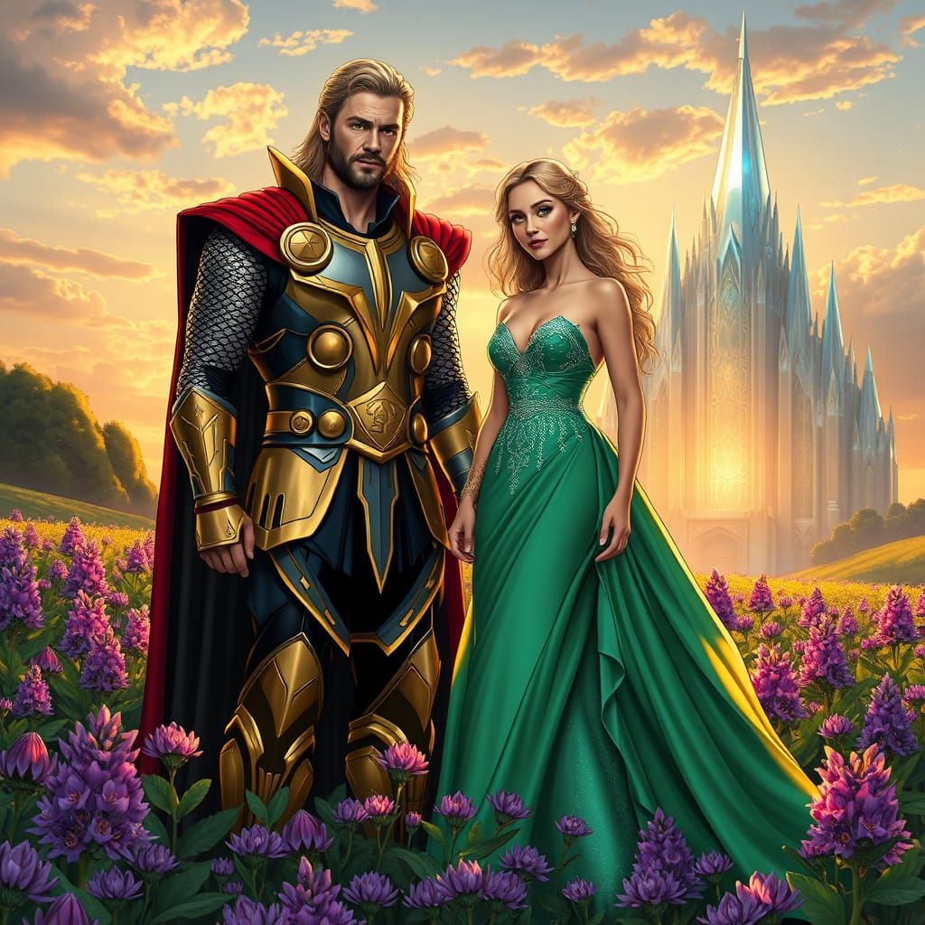 Thor and Princess Tara in Regal, Vibrant Lupine Field