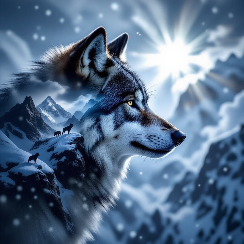 Wolf Pack Double Exposure Fine Art Wildlife Photograph