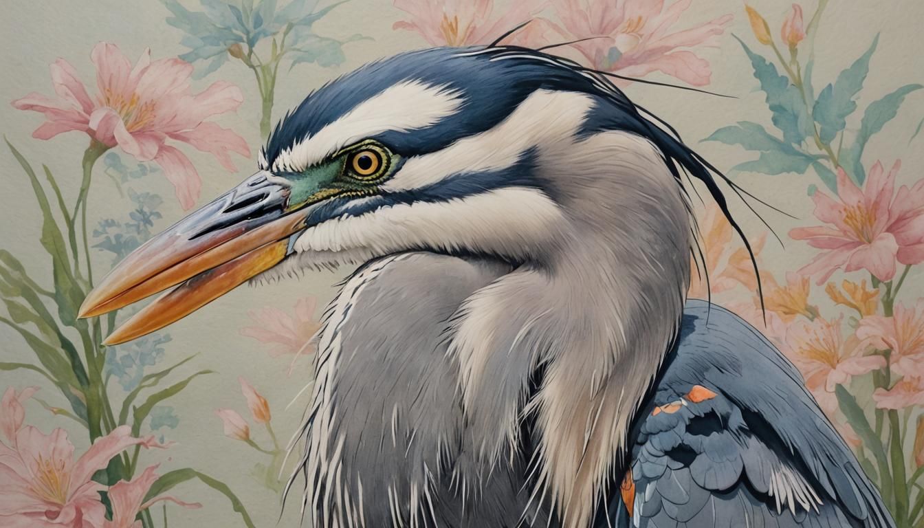 Pastel Heron Close-Up: A Delicate Avian Portrait