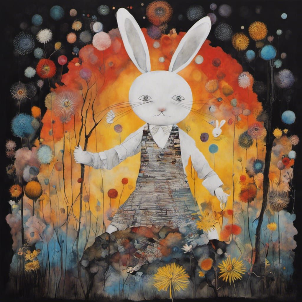 Dandelion Dreamscape: Native American Rabbit Spirit in Surre...