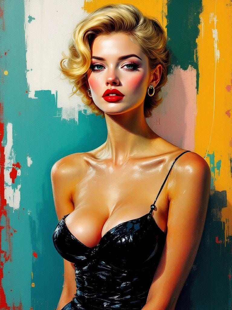 1950s Pin-Up with Impasto and Magical Realism