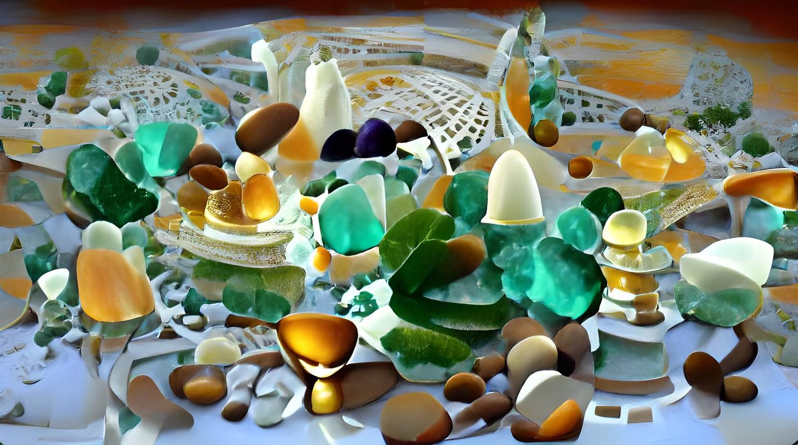 Sea Glass Kingdom in Aetherpunk Landscape