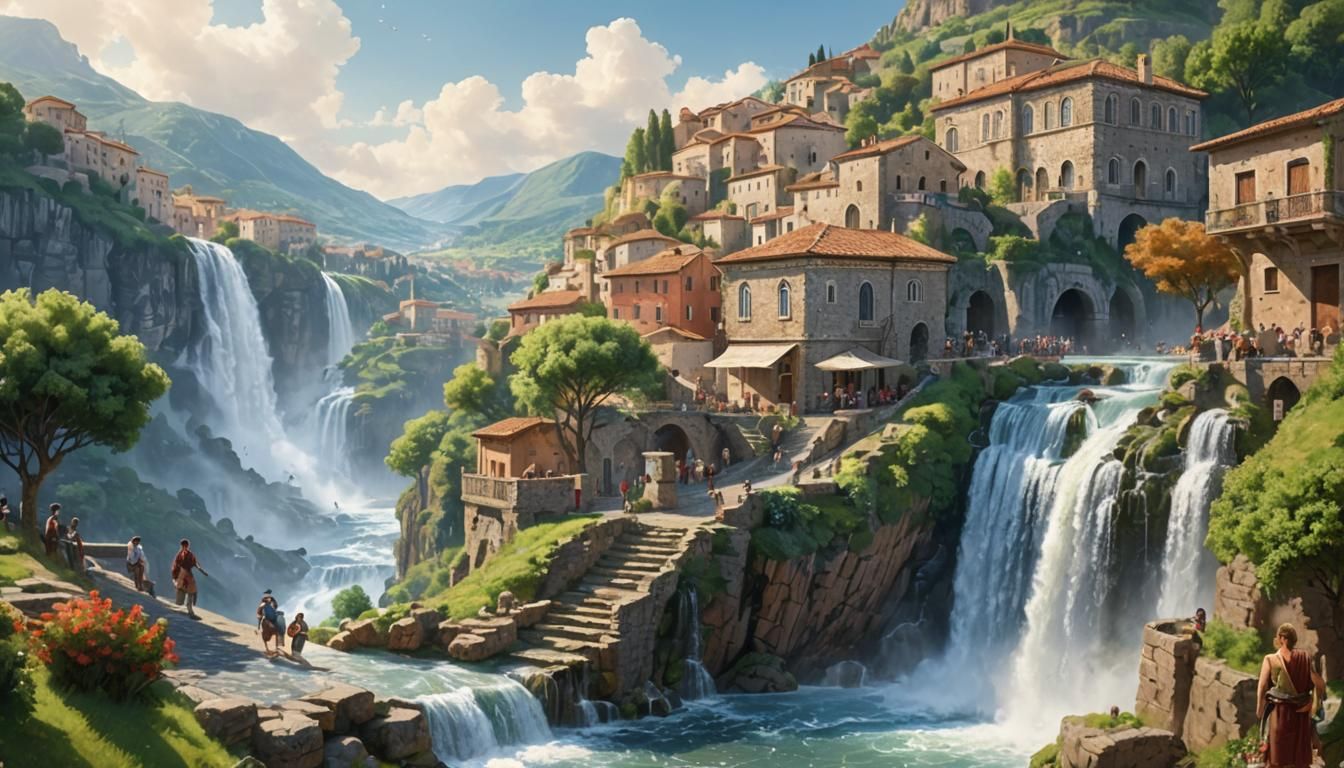 Picturesque Roman Town on a Mountainside